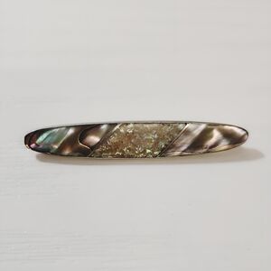 Victorian Era Sterling Silver Abalone Shell Bar Brooch Pin Antique